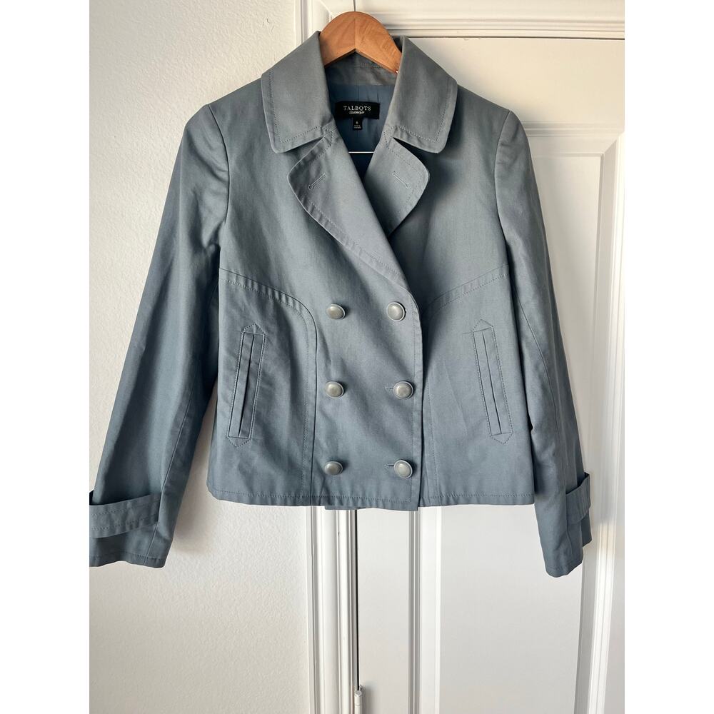 Talbots Womens Gray Double Breasted Jackie Fit Preppy Classic Blazer | Size 6